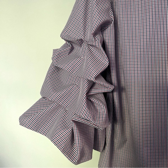 Anthropologie Sunday in Brooklyn Red White Navy Blue Plaid Blouse Top Size L - Picture 9 of 11